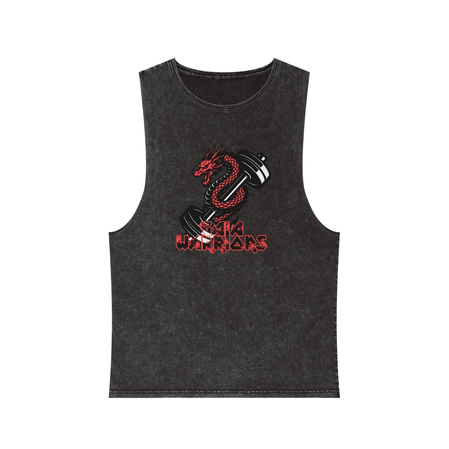 Unisex Stonewash Workout Tank Top, Gym Apparel, Fitness Gear, Dragon Design, Motivational Shirt