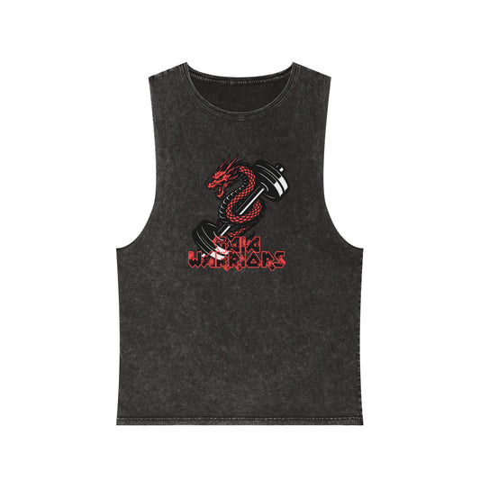 Unisex Stonewash Workout Tank Top, Gym Apparel, Fitness Gear, Dragon Design, Motivational Shirt